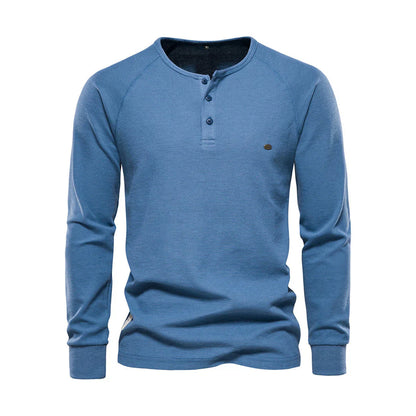 Men's Long Sleeve Button Neck Casual Shirt