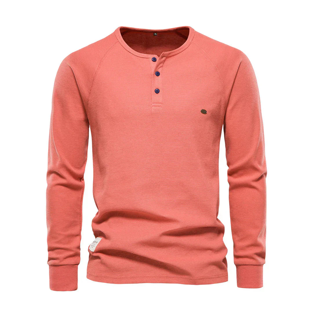 Men's Long Sleeve Button Neck Casual Shirt