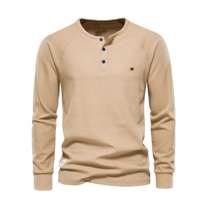 Men's Long Sleeve Button Neck Casual Shirt