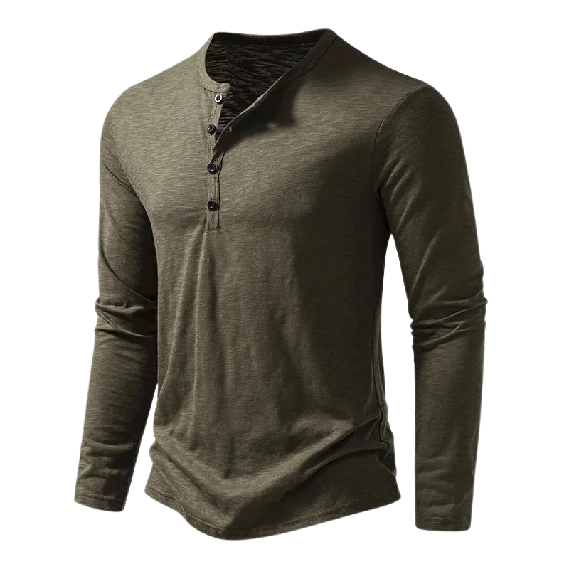 Casual Long Sleeve Henley Shirt for Daily Wear