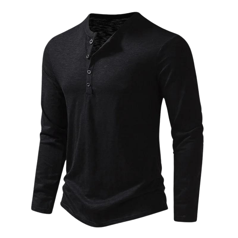 Casual Long Sleeve Henley Shirt for Daily Wear