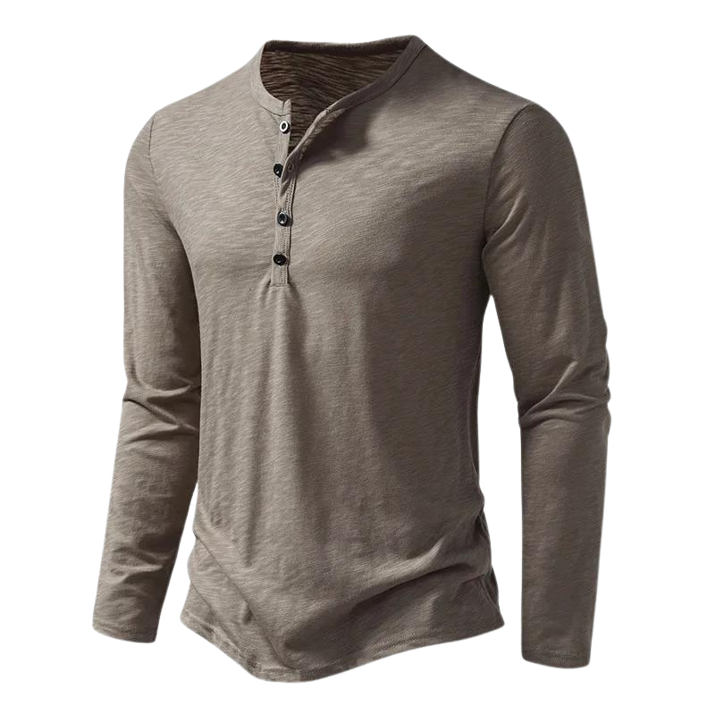 Casual Long Sleeve Henley Shirt for Daily Wear
