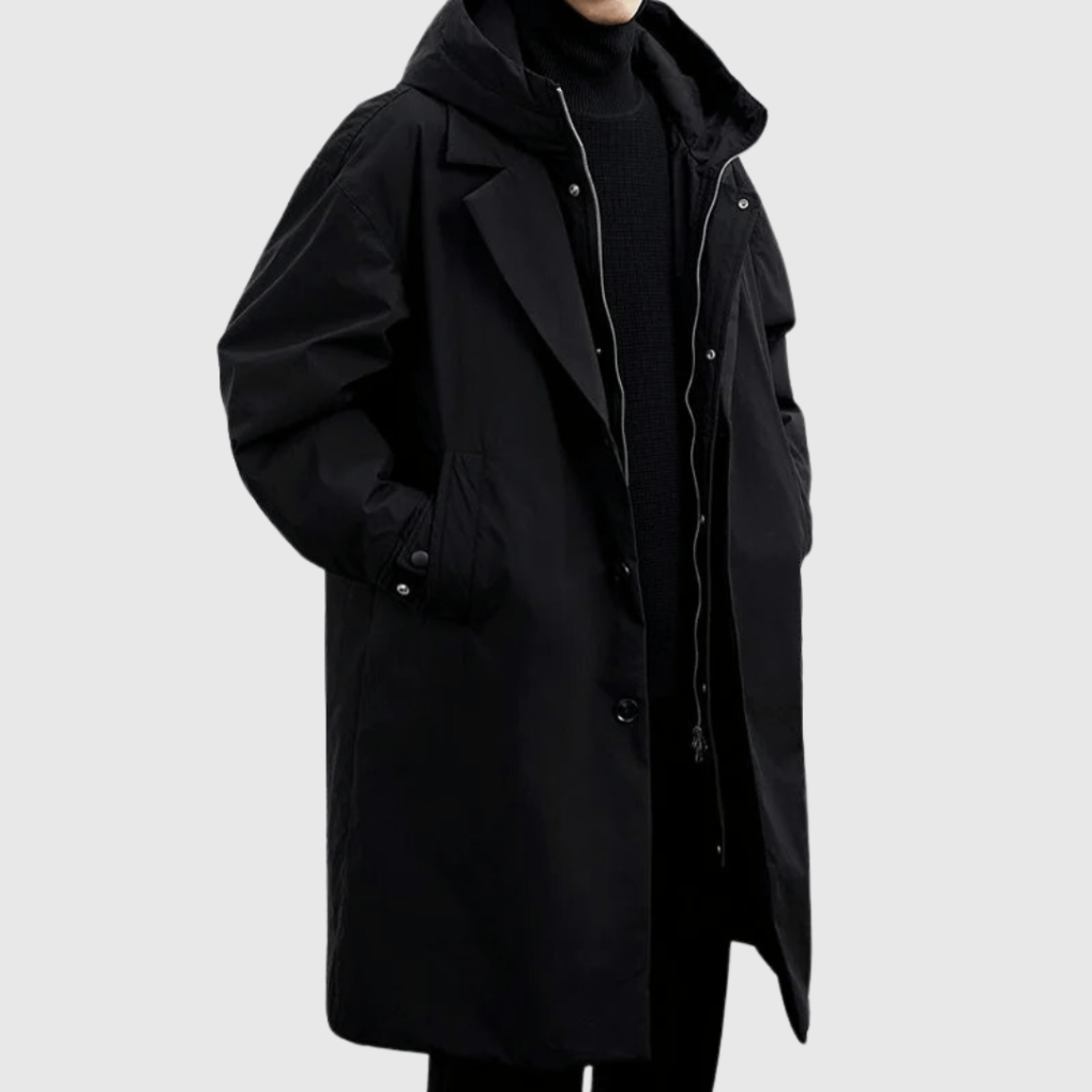 Men's Hooded Water-Repellent Packable Trench Coat