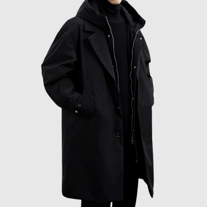Men's Hooded Water-Repellent Packable Trench Coat