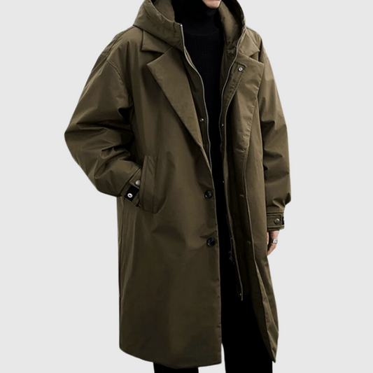 Men's Hooded Water-Repellent Packable Trench Coat