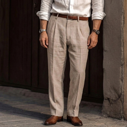 High Waist Pleated Trousers with Classic Styling