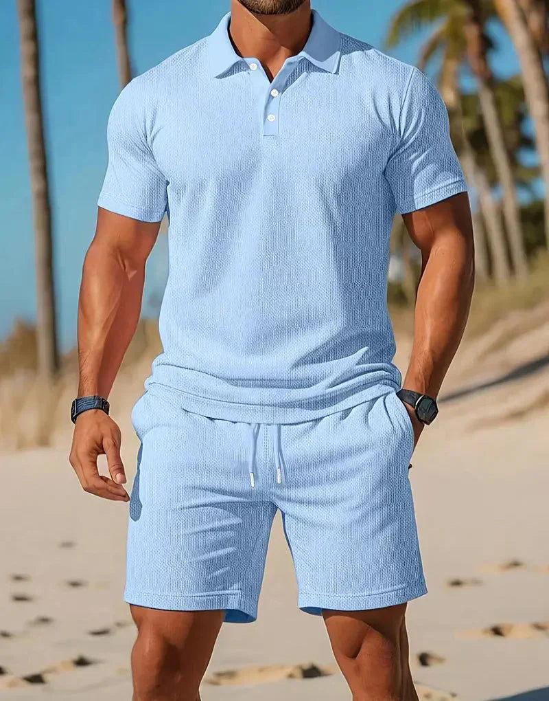 Relaxed Knit Polo and Shorts Set