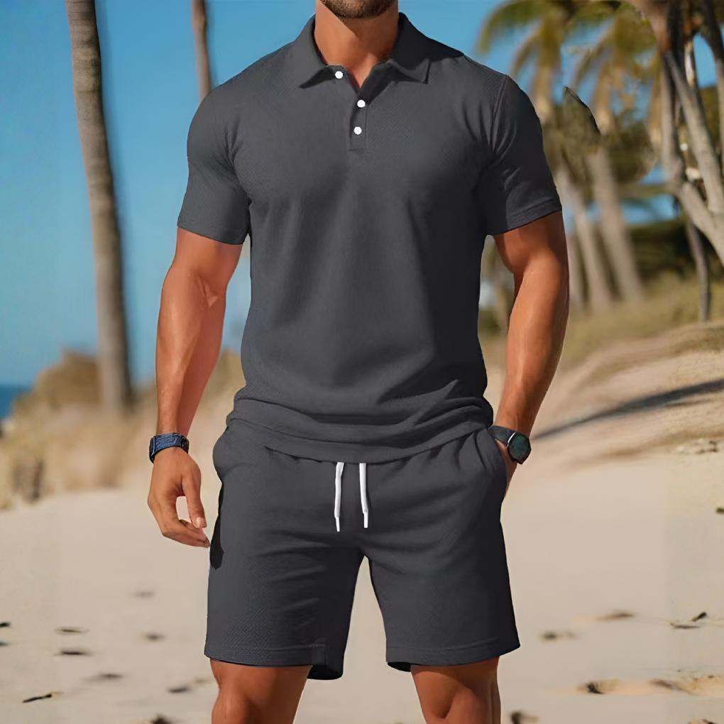 Relaxed Knit Polo and Shorts Set