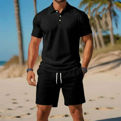 Relaxed Knit Polo and Shorts Set