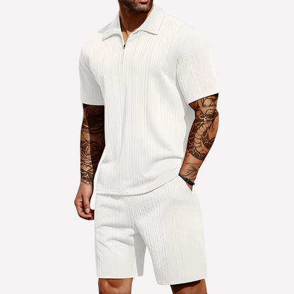 Men's Relaxed Textured Quarter-Zip Set