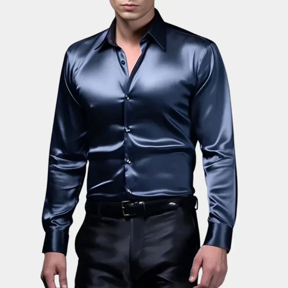 Smooth Lustrous Button-Down Shirt