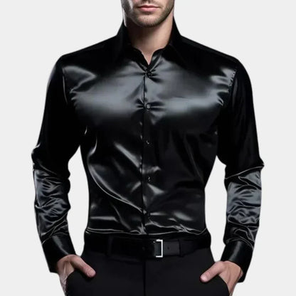 Smooth Lustrous Button-Down Shirt