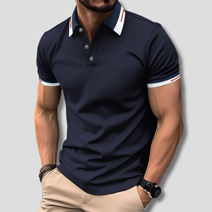 Men's Striped Collar Short Sleeve Polo