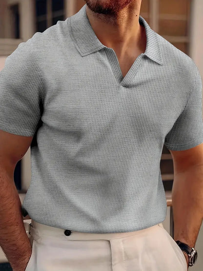 Men's Textured Knit Short Sleeve Polo