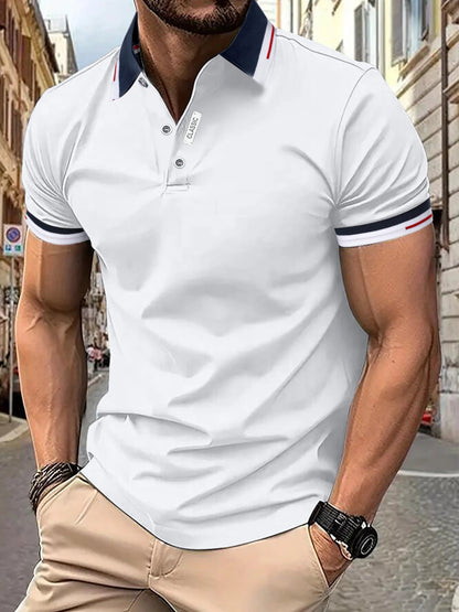 Men's Polo Shirt with Striped Sleeves