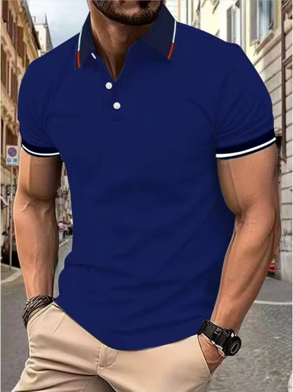 Men's Polo Shirt with Striped Sleeves
