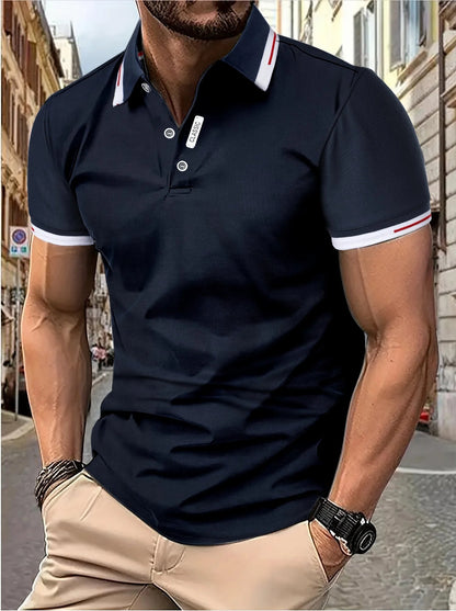 Men's Polo Shirt with Striped Sleeves