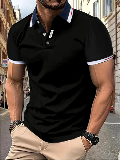 Men's Polo Shirt with Striped Sleeves