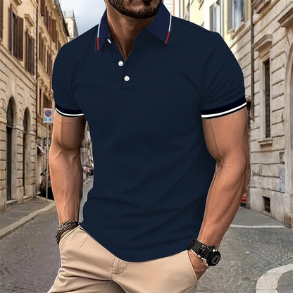 Men's Polo Shirt with Striped Sleeves