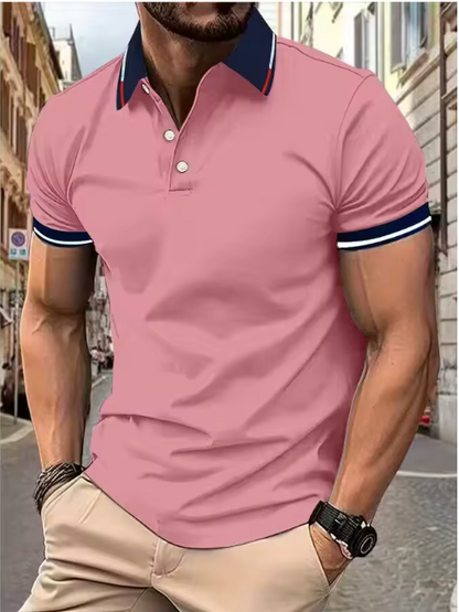 Men's Polo Shirt with Striped Sleeves