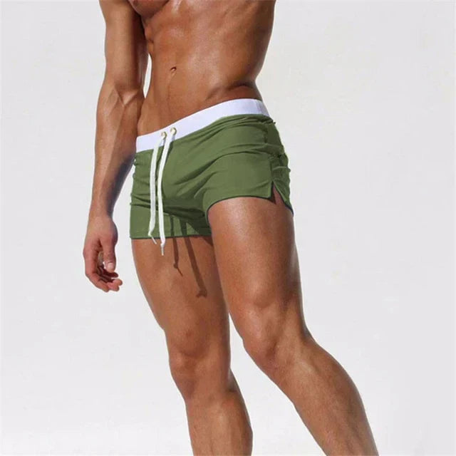 Men's Swim Shorts with Side Slits and Quick Dry Fabric