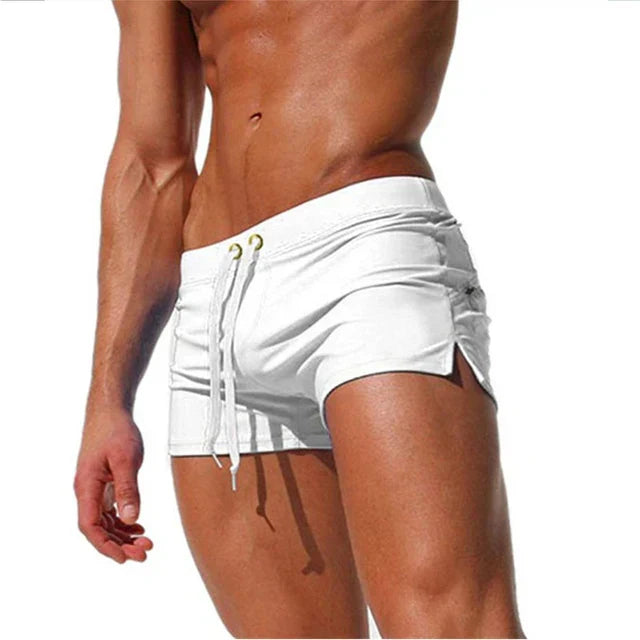 Men's Swim Shorts with Side Slits and Quick Dry Fabric