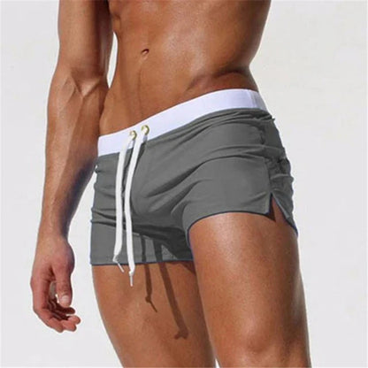 Men's Swim Shorts with Side Slits and Quick Dry Fabric