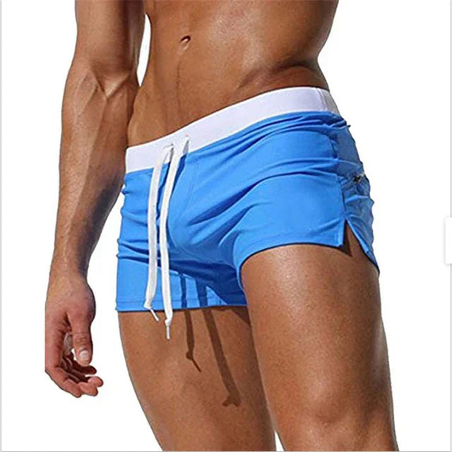 Men's Swim Shorts with Side Slits and Quick Dry Fabric