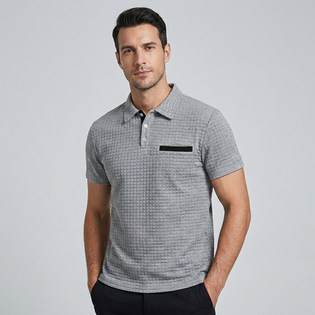 Men's Textured Pocketed Polo Shirt