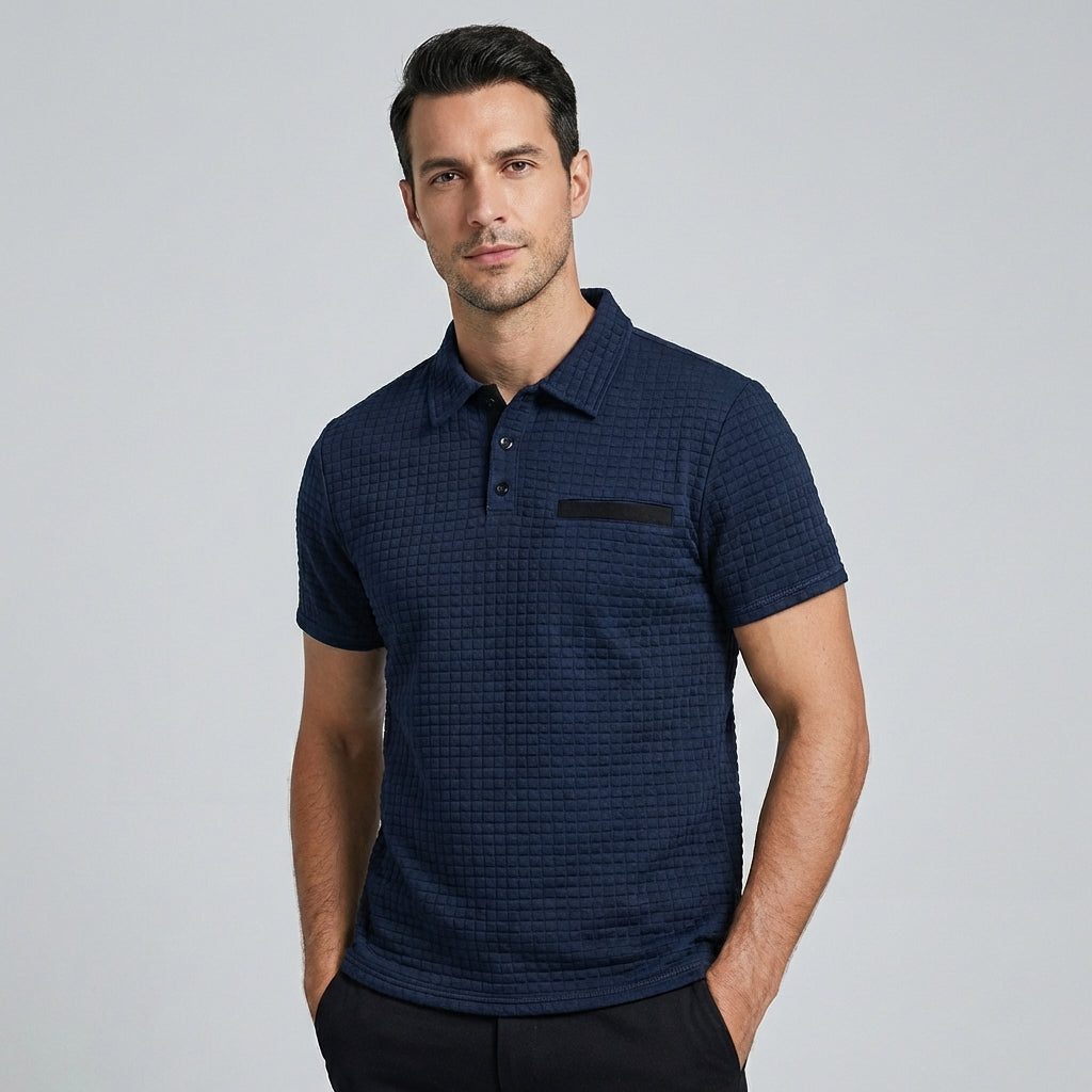 Men's Textured Pocketed Polo Shirt