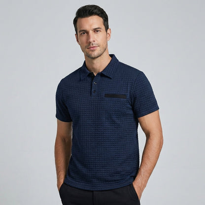 Men's Textured Pocketed Polo Shirt