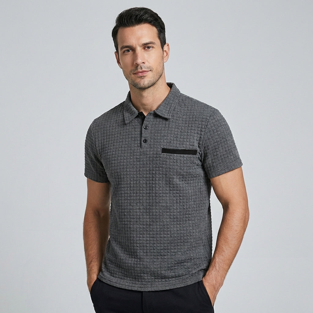 Men's Textured Pocketed Polo Shirt
