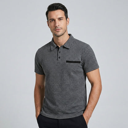 Men's Textured Pocketed Polo Shirt