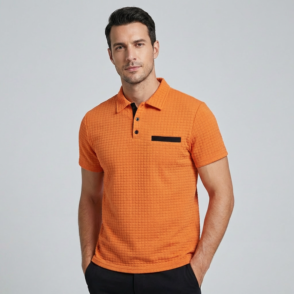 Men's Textured Pocketed Polo Shirt
