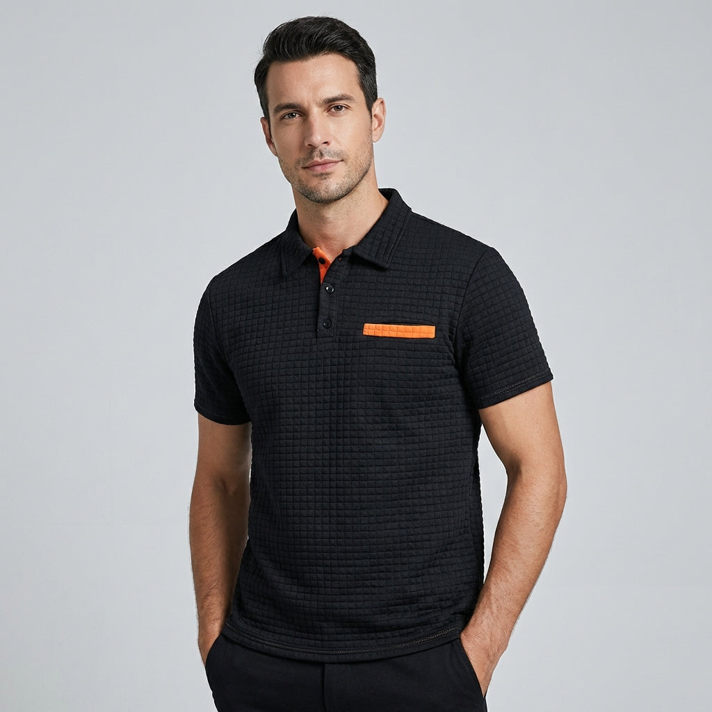 Men's Textured Pocketed Polo Shirt