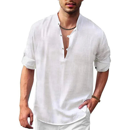 Textured Breathable Linen-Cotton Shirt