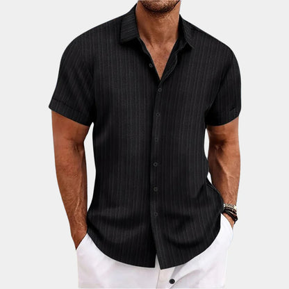 Men's Breathable Textured Button-Up Shirt