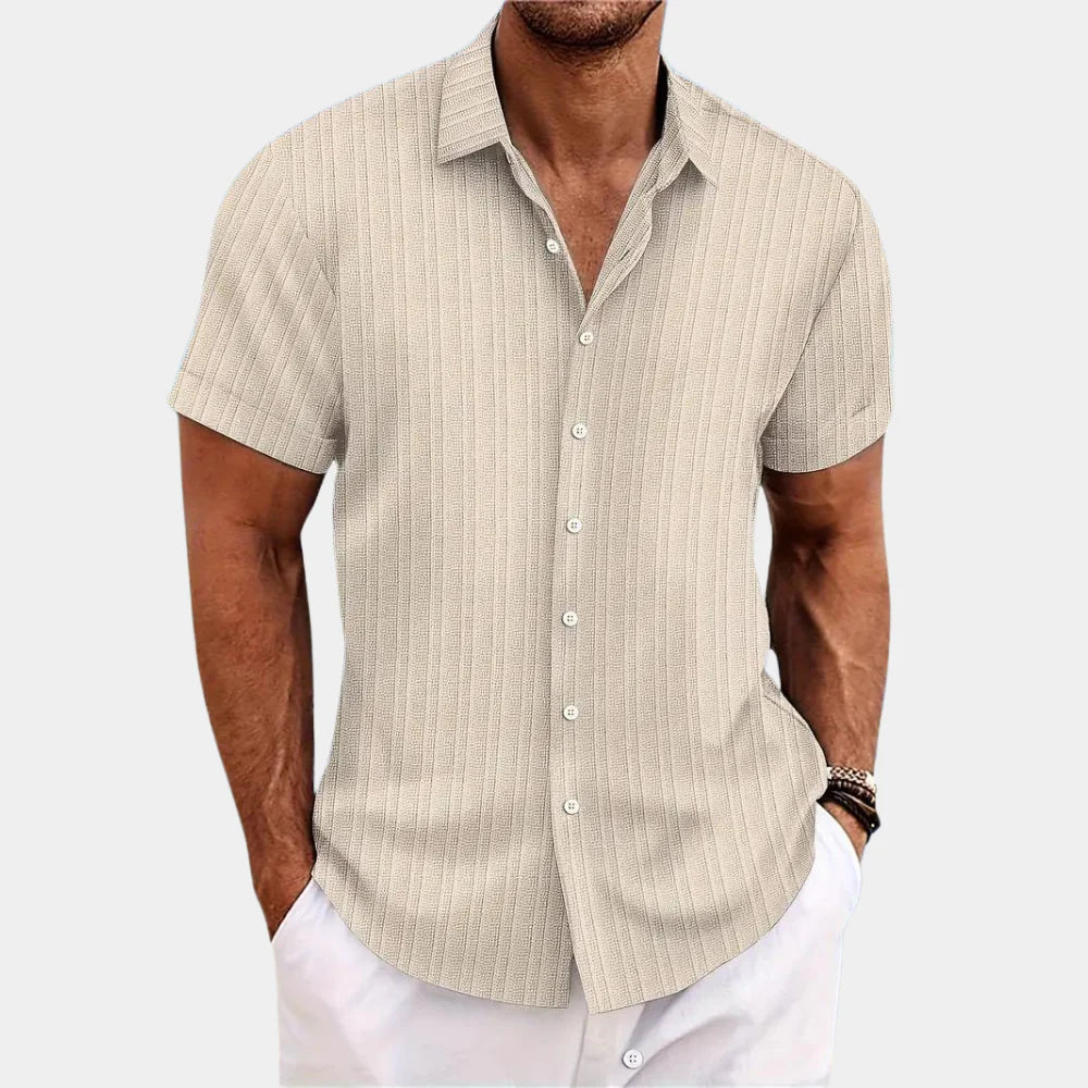 Men's Breathable Textured Button-Up Shirt