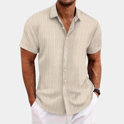 Men's Breathable Textured Button-Up Shirt