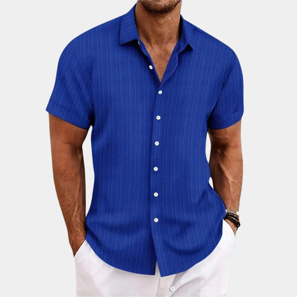 Textured Breathable Linen-Cotton Shirt