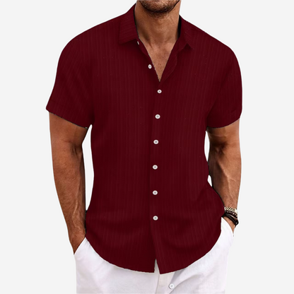 Men's Breathable Textured Button-Up Shirt