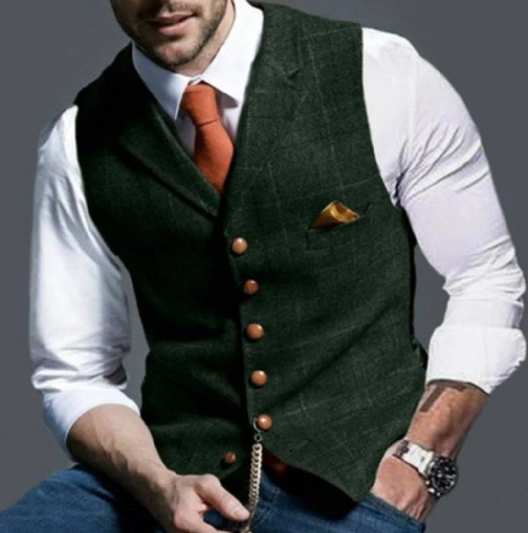 Men's Tweed Vest with Custom Fit