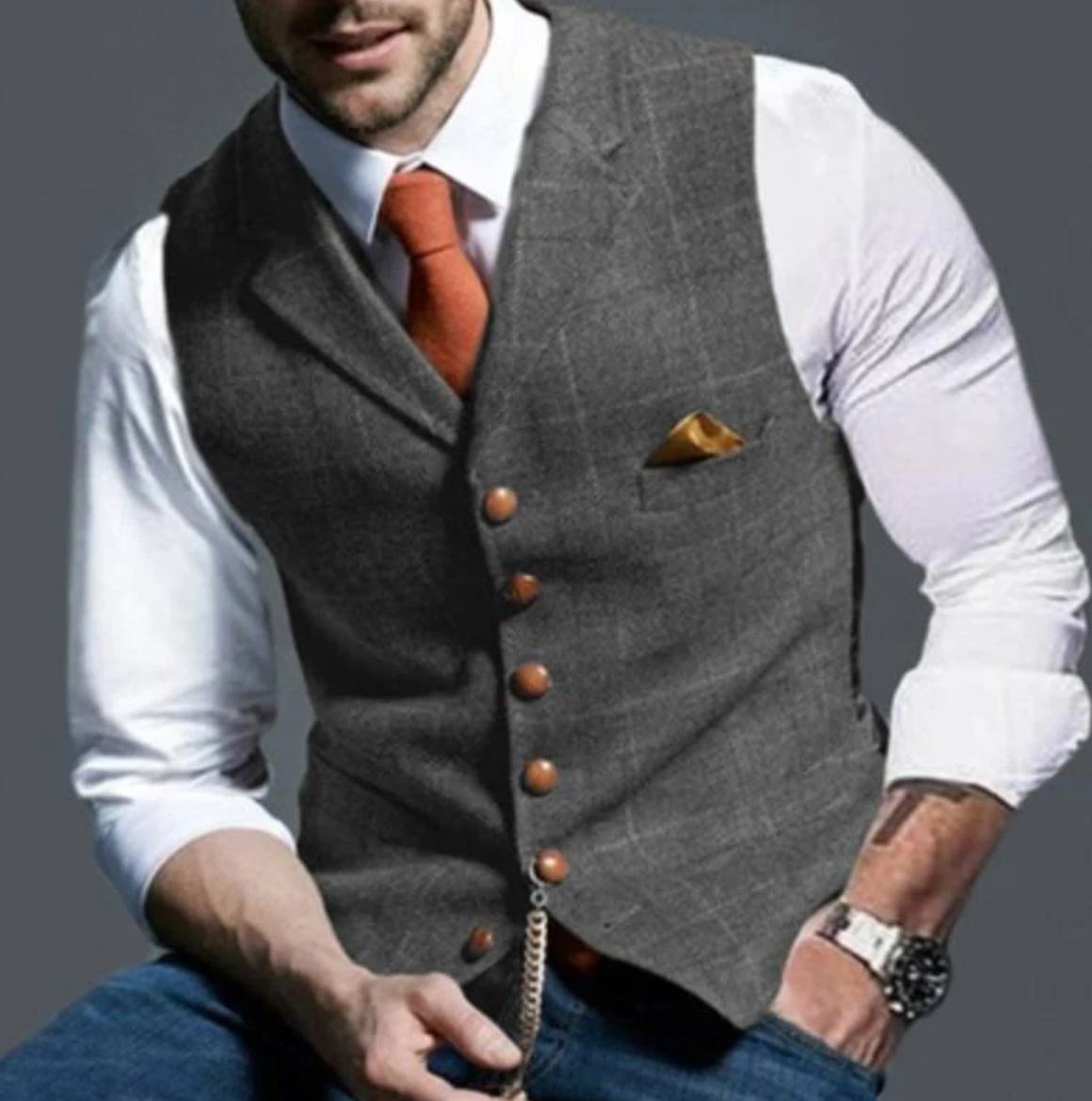 Men's Tweed Vest with Custom Fit