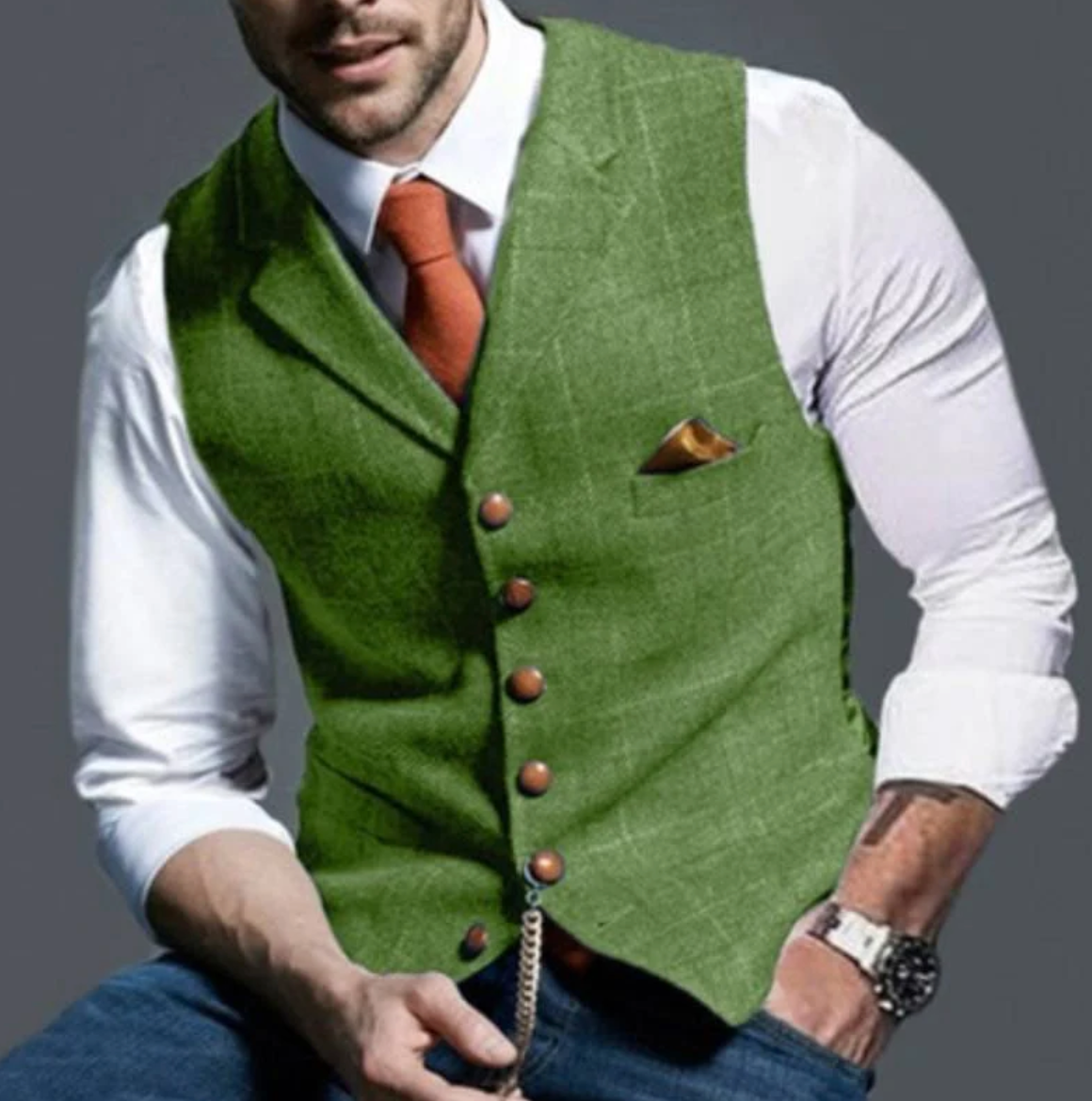 Men's Tweed Vest with Custom Fit