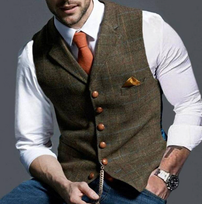Men's Tweed Vest with Custom Fit