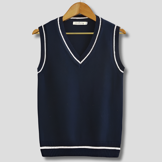Men's Sleeveless V-Neck Striped Knit Vest
