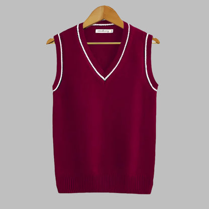 Men's Sleeveless V-Neck Striped Knit Vest