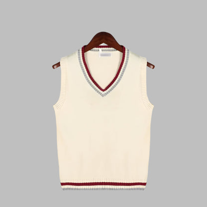 Men's Sleeveless V-Neck Striped Knit Vest