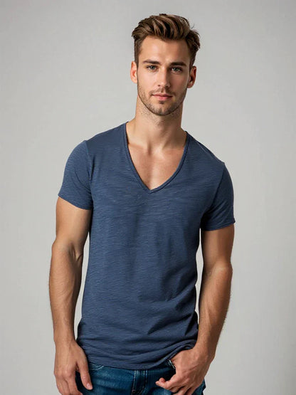 Relaxed Distressed V-Neck T-Shirt