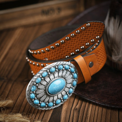 Niki | Men's Western-style – Vegan Leather Belt with Solid Metal Buckle